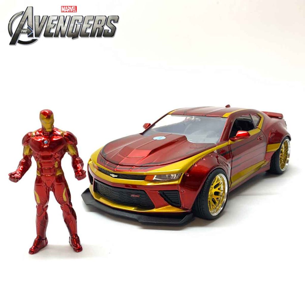 Miniature die-cast - JADA - Chevy Camaro SS 2016 - Rouge - Figurine Iron Man - 1:24