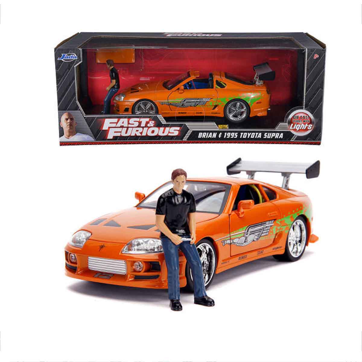 TOYOTA SUPRA W/LIGHTS & BRIAN FIGURE 1:18 - FAST & FURIOUS - JADA  cod.JADA31139 