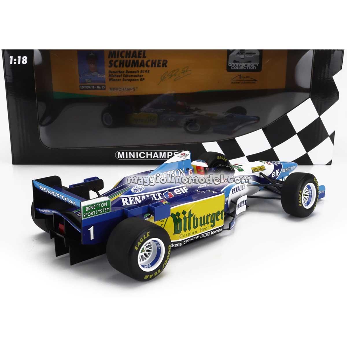 BENETTON F1 B195 TEAM MILD SEVEN RENAULT N 1 World Champion Winner European GP 1995 MICHAEL SCHUMACHER 1.18 - MINICHAMPS cod.510953201 2