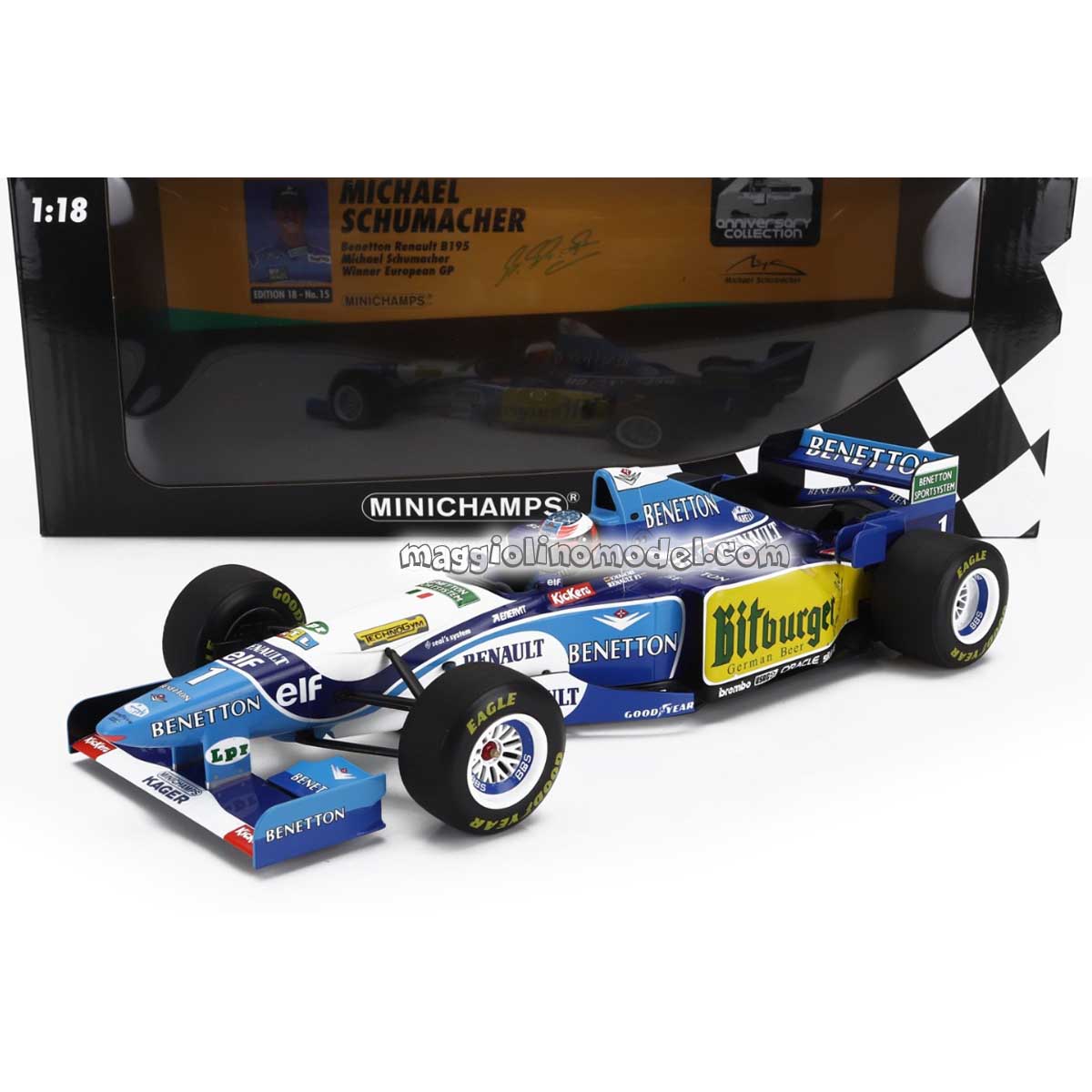 BENETTON F1 B195 TEAM MILD SEVEN RENAULT N 1 World Champion Winner European GP 1995 MICHAEL SCHUMACHER 1.18 - MINICHAMPS cod.510953201