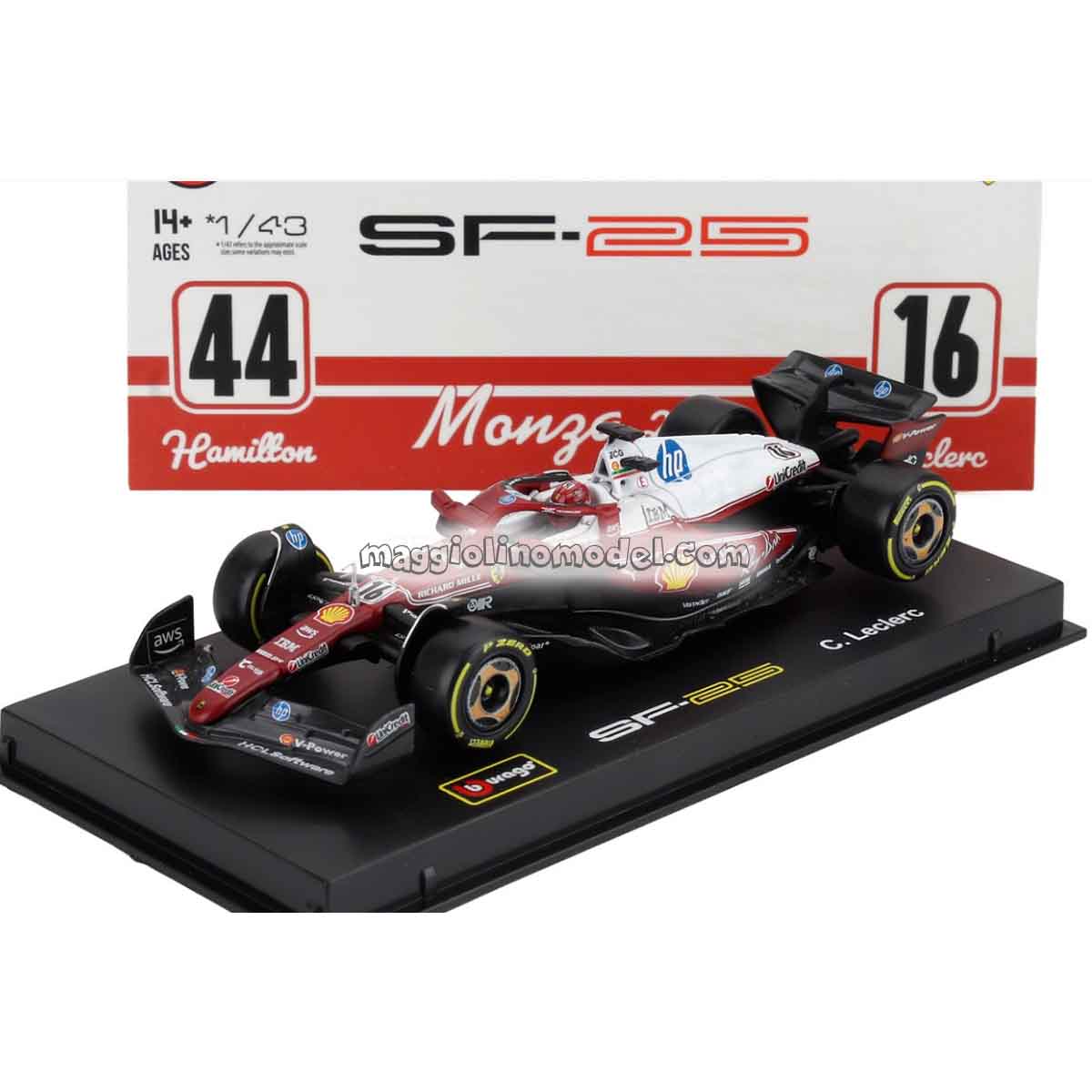 FERRARI F1 SF-25 N.16 Monza Italy GP 2025 CHARLES LECLERC - NIKI LAUDA 50th Anniversary World Champion 1.43 - BURAGO cod.36852MON-16-HC